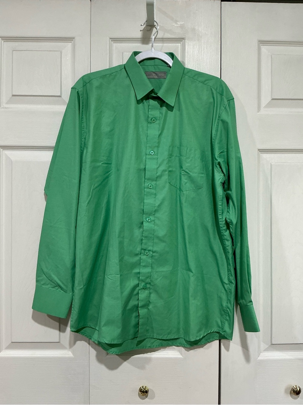💙 Alberto Cardinal Men’s Green Button Down Long Sleeve Shirt - Large (01275)